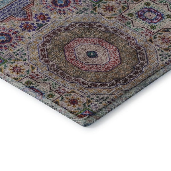 Mayfield Premium Machine Washable Abstract AMF1923 Purple 8 ft. x 10 ft. Area Rug