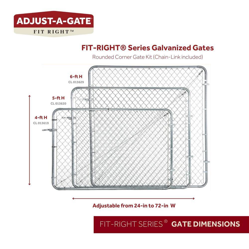 Adjustable Silver Chain Link Walk-Through Gate Kit, 4' x 6'