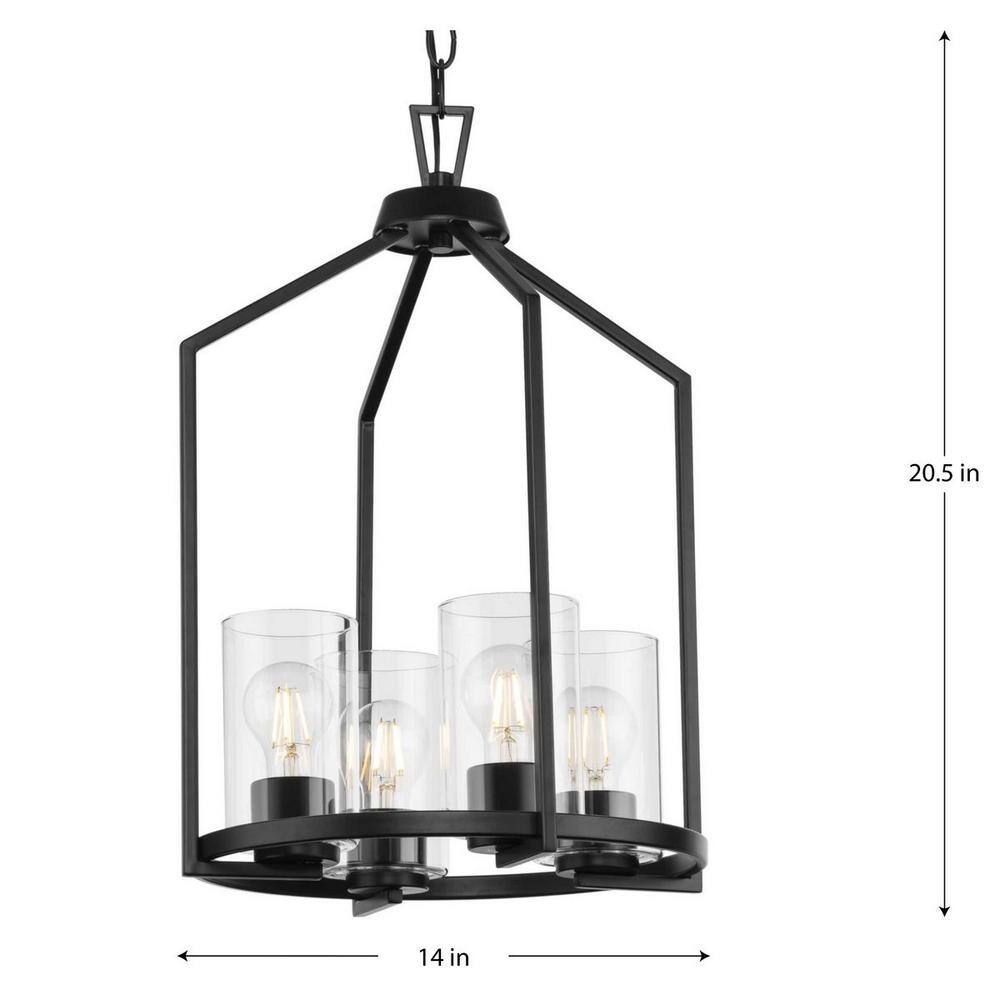 Goodwin Matte Black Glass and Nickel 4-Light Pendant