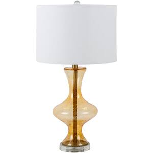 Dejana 27.5 in. Orange Indoor Table Lamp with White Drum Shaped Shade