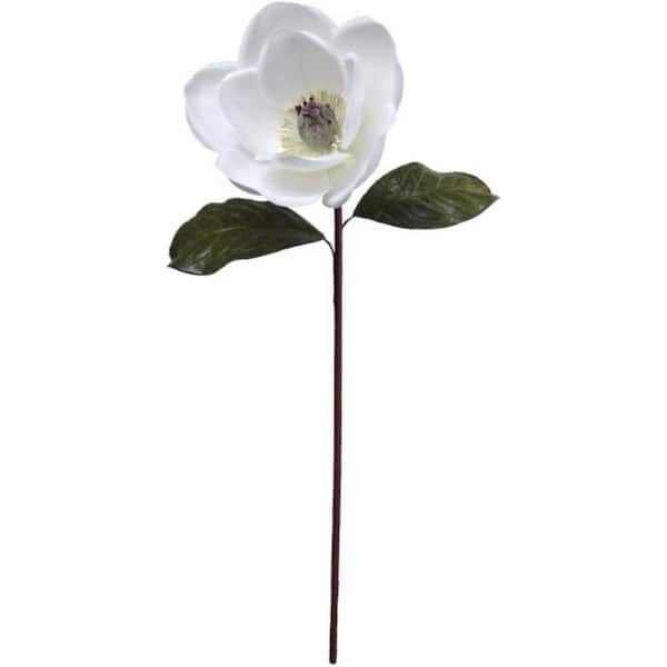 Larksilk 24 in. White Indoor Artificial Magnolia Flower (Set of 12) Floral Arrangements, Floral Home by Artificial Flowers