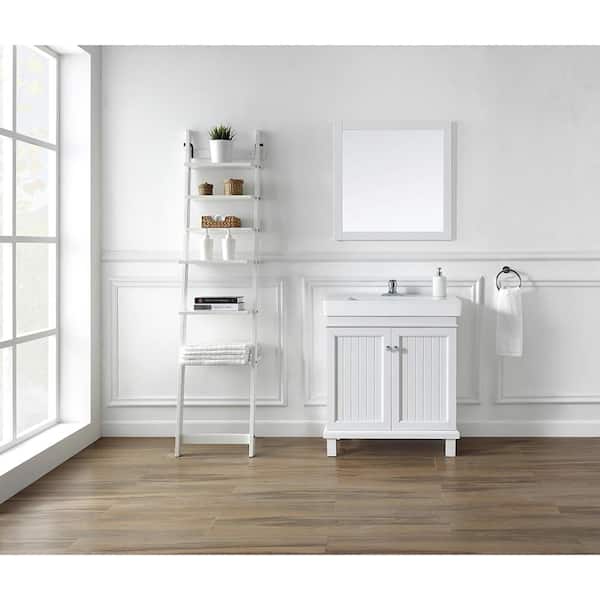 Home Decorators Collection Parkbridge 30 in. W x 15 in. D x 34 in. H Single Sink Bath Vanity in White with White Ceramic Top