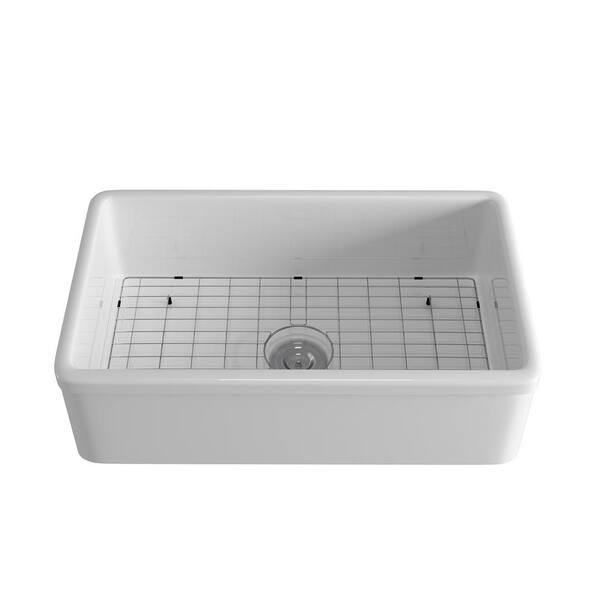 Magic Home White Rectangle Porcelain 32 52 In L Single Bowl Farmhouse Apron Workstation Kitchen Sink With Drainboard Cs W50822166 The Home Depot