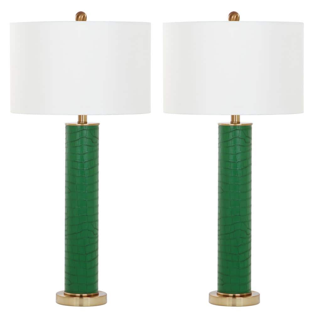Safavieh Furniture Ollie Faux Alligator Table Lamp in Dark Green - Set of 2 | ShopLadder