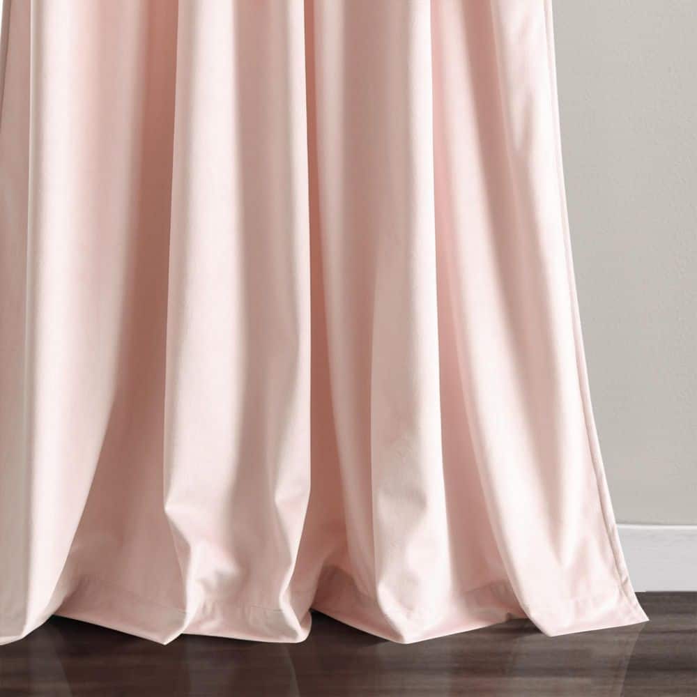 Blush Velvet Blackout Pleated Twin Curtains, 2-Piece Set