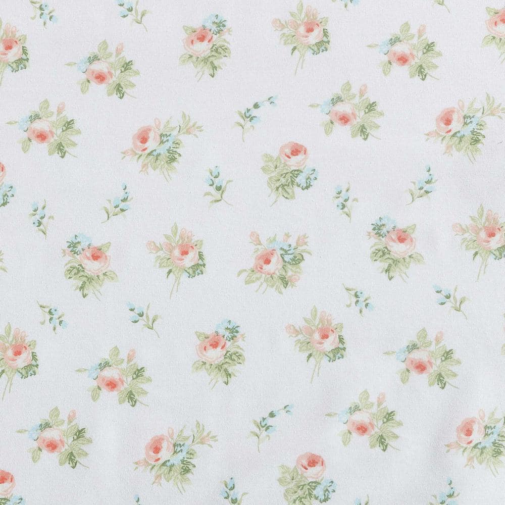 Queen Floral Cotton Percale Sheet Set with Ruffled Hem