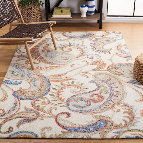 Micro-Loop Ivory/Rust 8 ft. x 10 ft. Abstract Persian Area Rug
