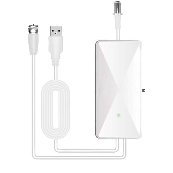 Vrbgify 25dB High Gain TV Antenna Signal Booster for Indoor Outdoor Use, White