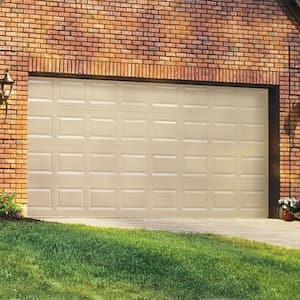 Classic Steel Short Panel 16 ft x 7 ft Non-Insulated   Almond Garage Door without Windows
