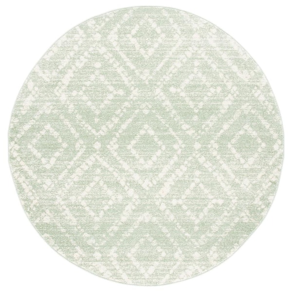 SAFAVIEH Adirondack Ivory/Green 4 ft. x 4 ft. Multi-Diamonds Round Area Rug