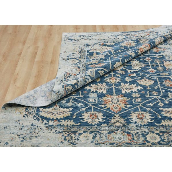 Blooma 2 ft. x 3 ft. Antique Denim Abstract Washable Area Rug