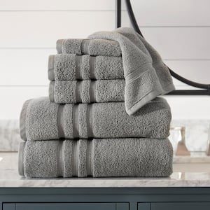 Highly Absorbent Micro Cotton Stone Gray 6-Piece Bath Towel Set