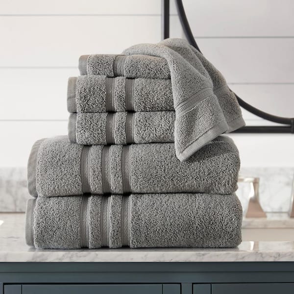 Home Decorators Collection Highly Absorbent Micro Cotton Stone Gray 6-Piece Bath Towel Set