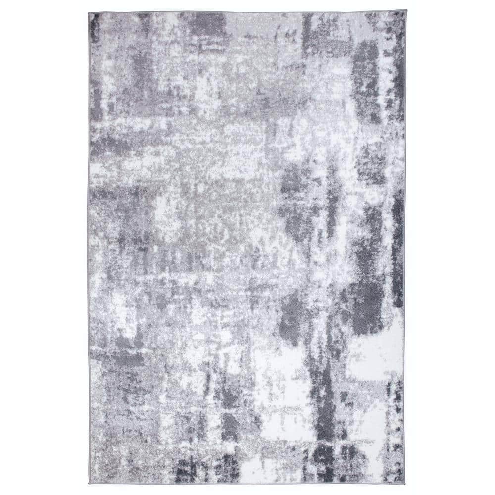 Contemporary Abstract Gray Synthetic 95'' Area Rug