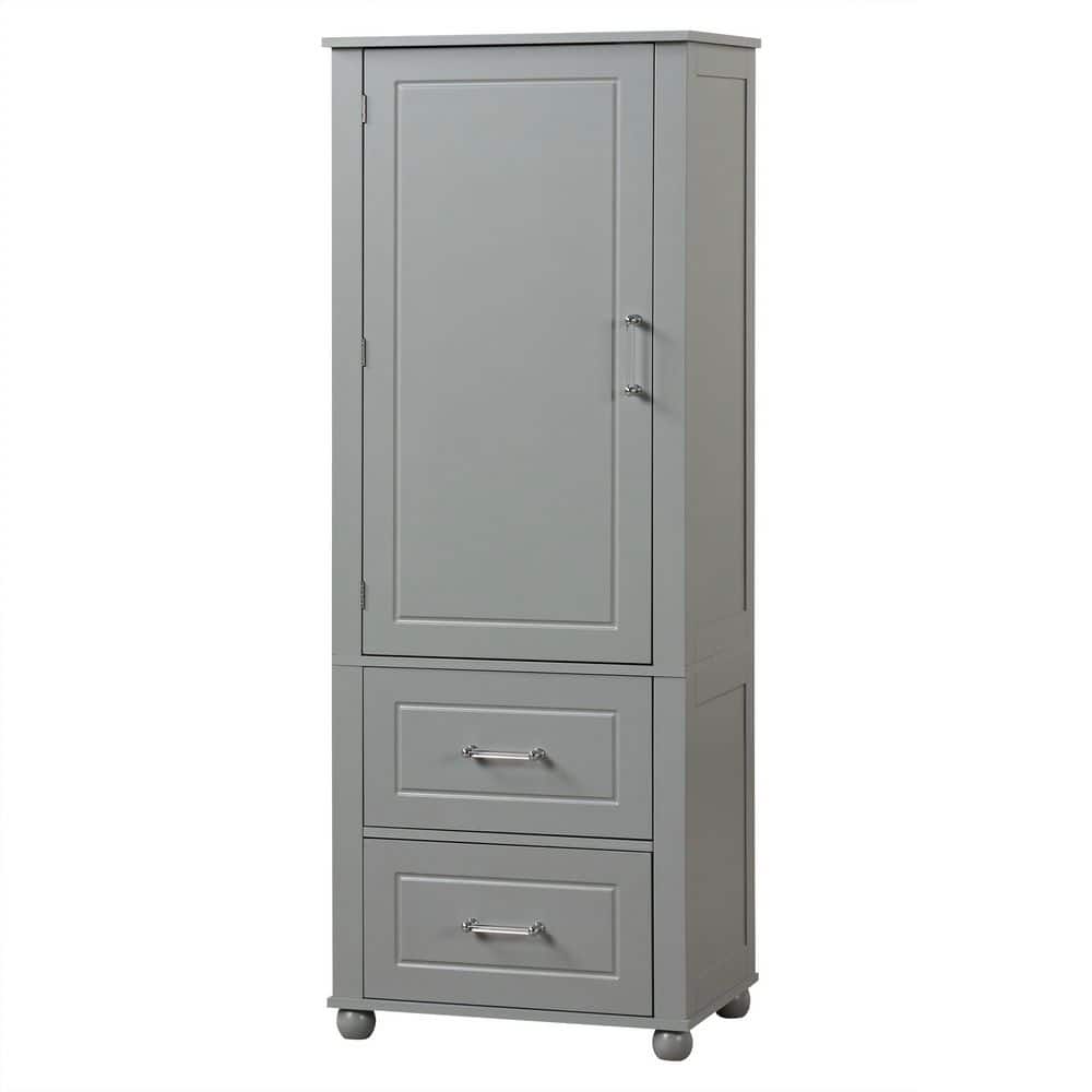 23 in. W x 15.9 in. D x 61.4 in. H Freestanding Gray Linen Cabinet with 2-Drawers and Adjustable Shelf price history on PriceWatchPro