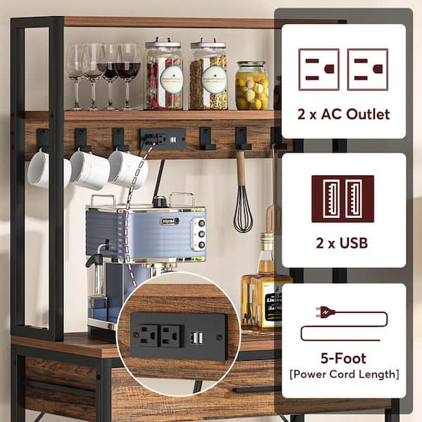 TRIBESIGNS WAY TO ORIGIN Bachel Vintage Brown Baker's Rack with