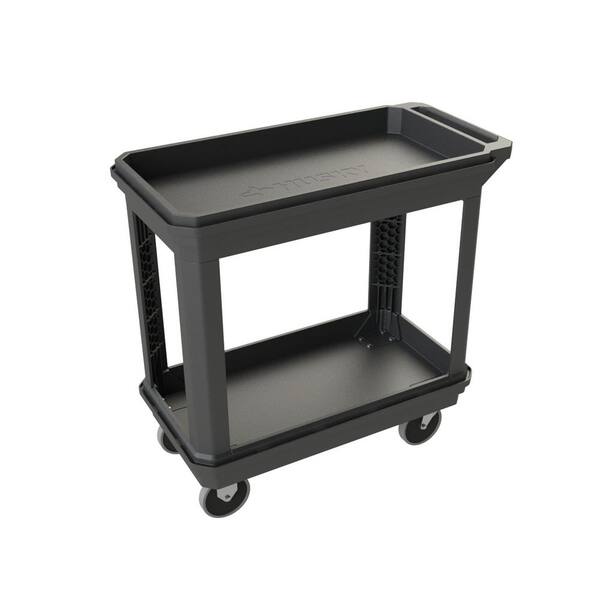 Printer Cart DNA MOTORING 2-Shelf Rolling Utility Cart, 34-1/2x17-1/2x33 Inches, Flat Top 2 Tier Service Carts With Wheels & Storage Handle For Warehouse Garage Cart With Wheels