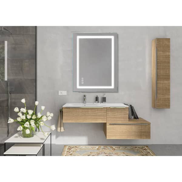 Aolaith Wall Mounted Rectangular Frameless Anti Fog LED Light Bathroom Mirror,Dimmable Vanity Mirror Wrought Studio Size: 36 H x 28 W