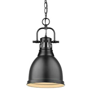 Duncan 1-Light Black Pendant and Chain with Matte Black Shade