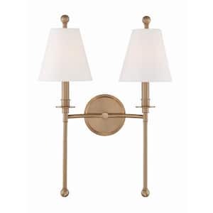 Riverdale 15 in. 2-Light Aged Brass Wall Sconce