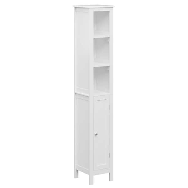 Unbranded 12 in. W x 12 in. D x 67 in. H Wood Ready to Assemble Floor Base Bath Storage Cabinet in White with Adjustable Shelves