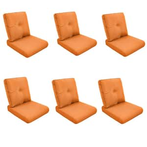 Modern 22 in. x 25 in. 12-Piece Deep Seating Outdoor Lounge Chair Cushion Set in Orange with Center Button (6-Set)