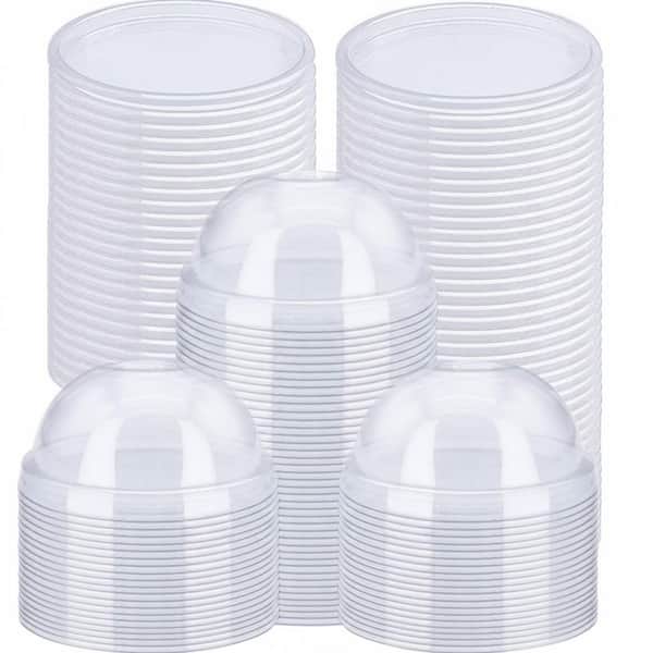 Portion Cup 8 oz Clear Disposable PET Plastic with Dome Lids with Hole Food Storage Type 50 Pack