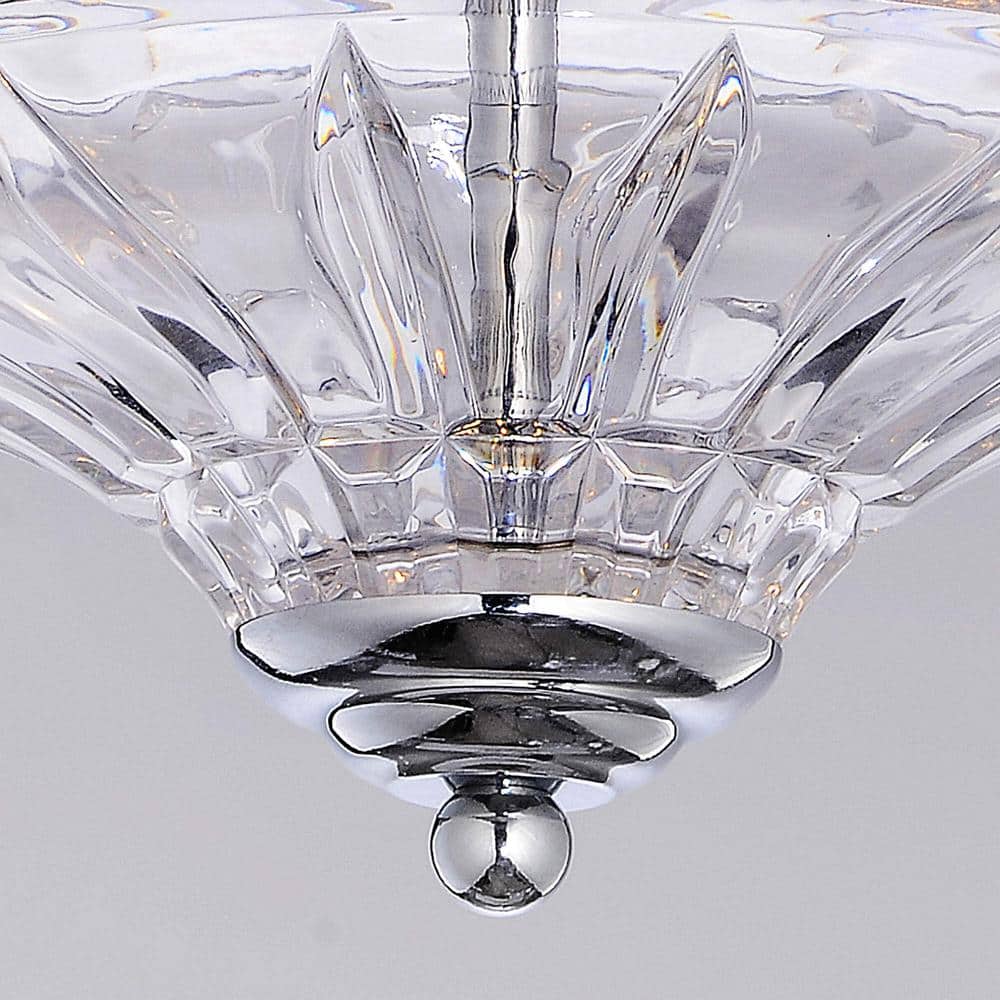 Elegant Chrome and Crystal Flush Mount Chandelier, 13.2" Wide