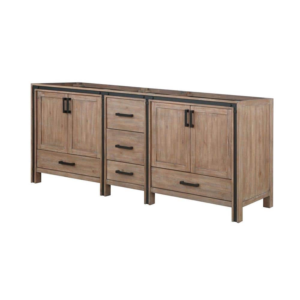 Ziva 84" Rustic Barnwood Double Freestanding Vanity Cabinet