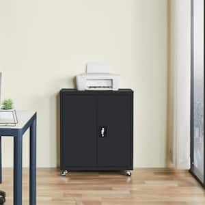 1 Shelf Black Metal Storage File Cabinet with Lock for Home and Office