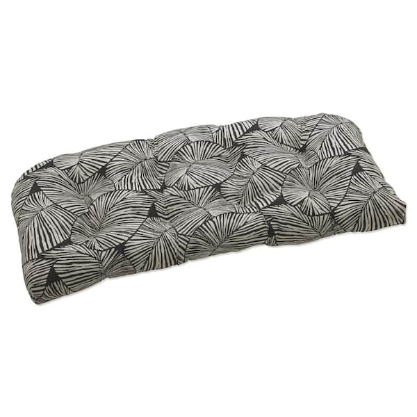 Pillow Perfect Tropical Rectangular Outdoor Bench Cushion in Black