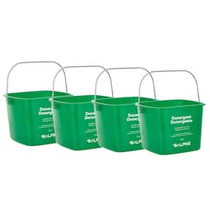 8 Qt. Green Square Plastic Cleaning Pail Bucket (4 pack)