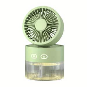 4.41 In. 3 Fan Speeds Personal USB Desktop Mini Humidifier Fan Water Replenishing Spray Cooling Fan in Green Finish
