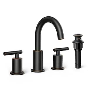 8 in. Widespread Double Handle Bathroom Faucet with Ceramic Disc Valve in Oil Rubbed Bronze