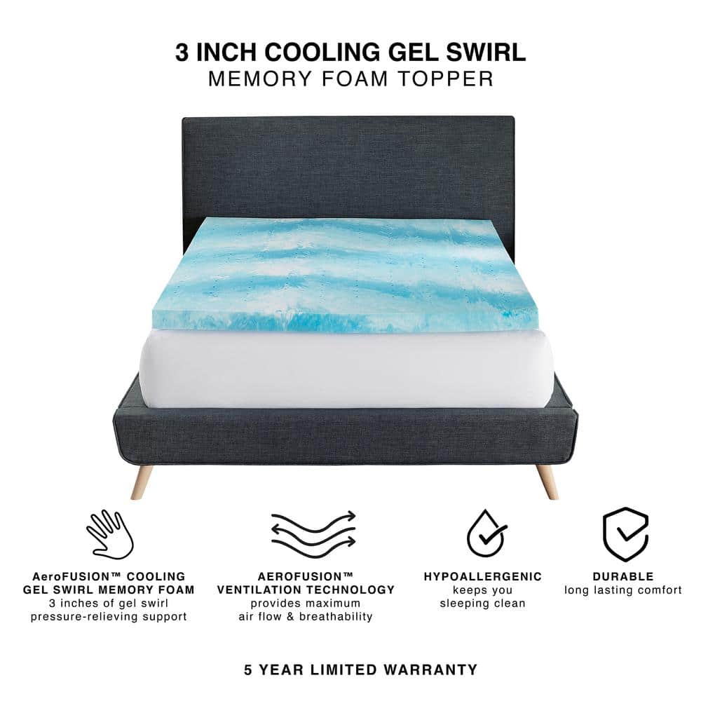 3" Gel Swirl Memory Foam Mattress Topper