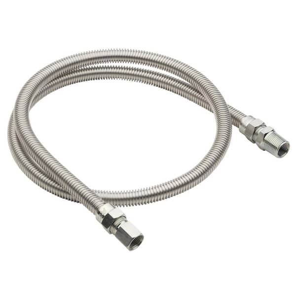 ½ in. MIP x ¾ in. FIP x 48 in. Stainless Steel Gas Connector 1/2 in. O.D. x 3/8 in. I.D
