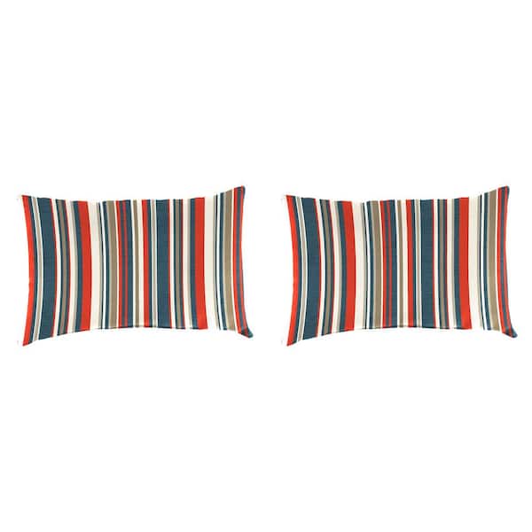 Jordan Manufacturing 19 in. L x 12 in. W x 5.5 in. T Outdoor Lumbar Throw Pillow in Cambridge Red (2-Pack)