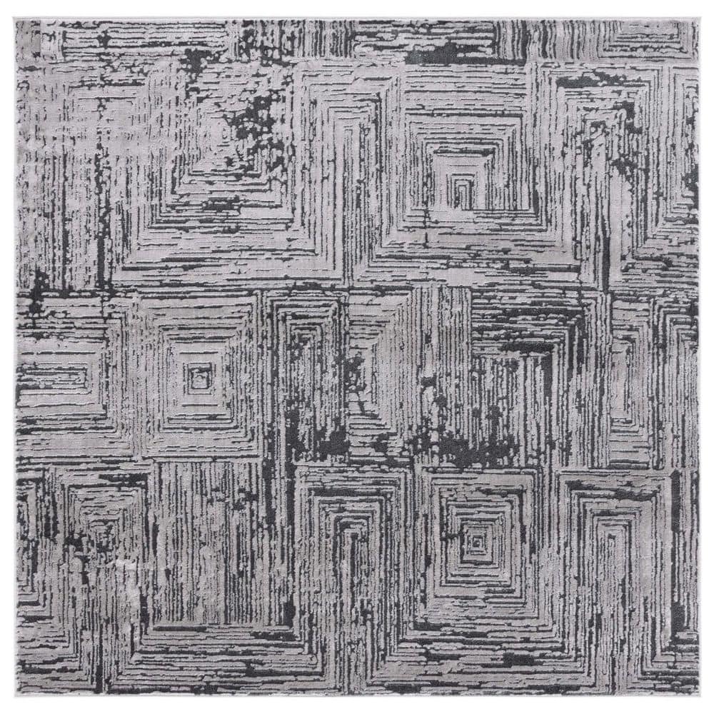 Whisper 7 ft. x 7 ft. Gray/Dark Gray Distressed Geometric Square Area Rug price history on PriceWatchPro