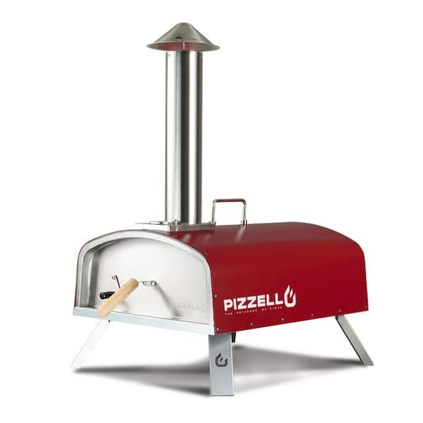 INNUMIA Propane and Wood Fired Stainless Steel Outdoor Pizza Oven Pizza Grill with Gas Burner, Wood Tray, 16 in. - Red