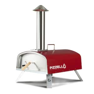 Propane and Wood Fired Stainless Steel Outdoor Pizza Oven Pizza Grill with Gas Burner, Wood Tray, 16 in. - Red