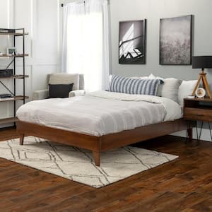 Solid Wood Walnut Queen Platform Bed