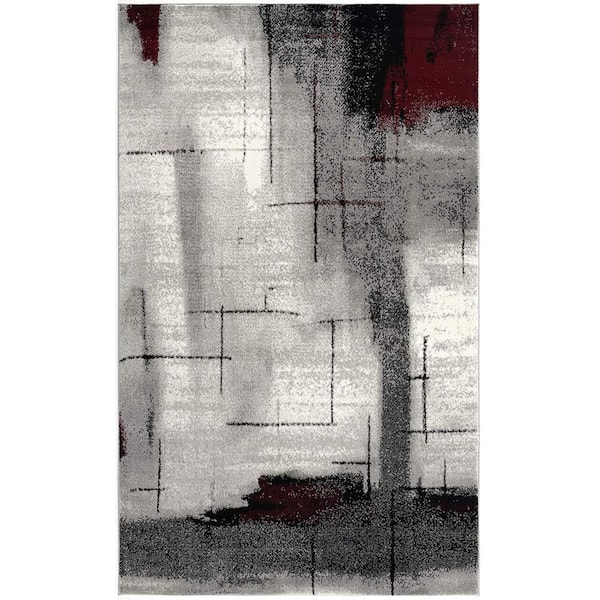 Rug Branch Montage Grey 2 ft. 3 in. x 12 ft. Modern Abstract Runner Area Rug