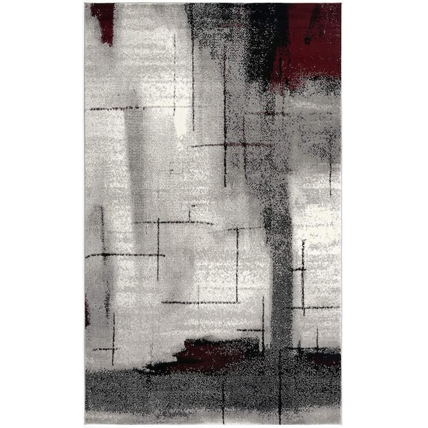 Rug Branch Montage Grey 2 ft. 3 in. x 13 ft. Modern Abstract Runner Area Rug