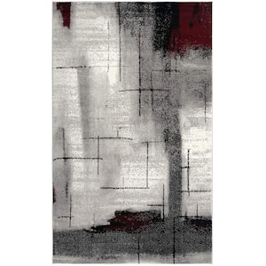 Montage Grey 2 ft. 3 in. x 4 ft. Modern Abstract Doormat Area Rug Entrance Floor Mat