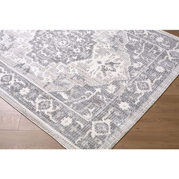 ELLE Decor Odeon 7 ft. x 10 ft. Medium Gray Medallion Machine Washable Area Rug