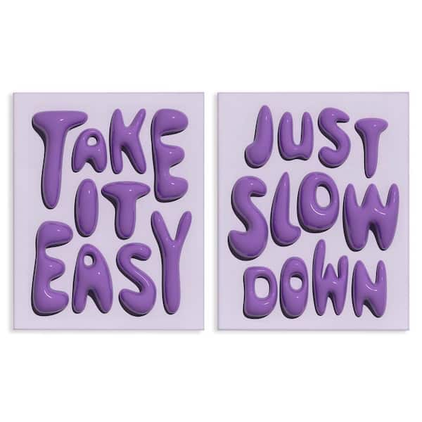 Stupell Industries Slow Down Take It Easy by Victoria Barnes 2 Pieces Unframed Typography Graphic Art Print 30 in. x 24 in.