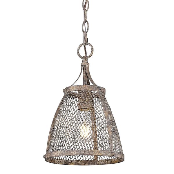 Golden Lighting Calgary 1-Light Pebbled Rust Mini Pendant