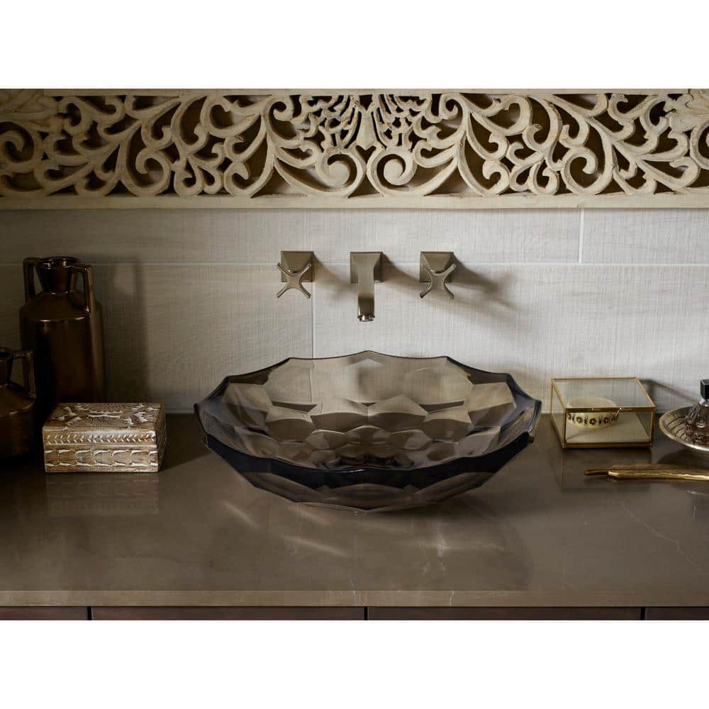 Translucent Dusk Faceted Glass Above-Counter Vessel Sink