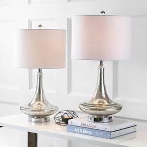 Cecile 25.5 in. Mercury Silver/Chrome Glass Teardrop Table Lamp (Set of 2)