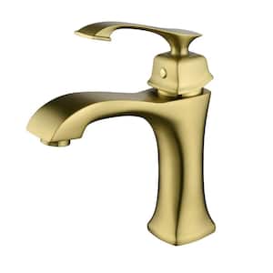 Brenia Single Handle Single-Hole Bathroom Faucet 1.2 GPM in Brushed Gold